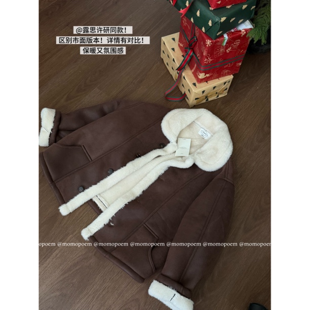 孟婆家【许研露思同款】@verga*秋冬复古加厚羊羔毛皮毛一体外套123