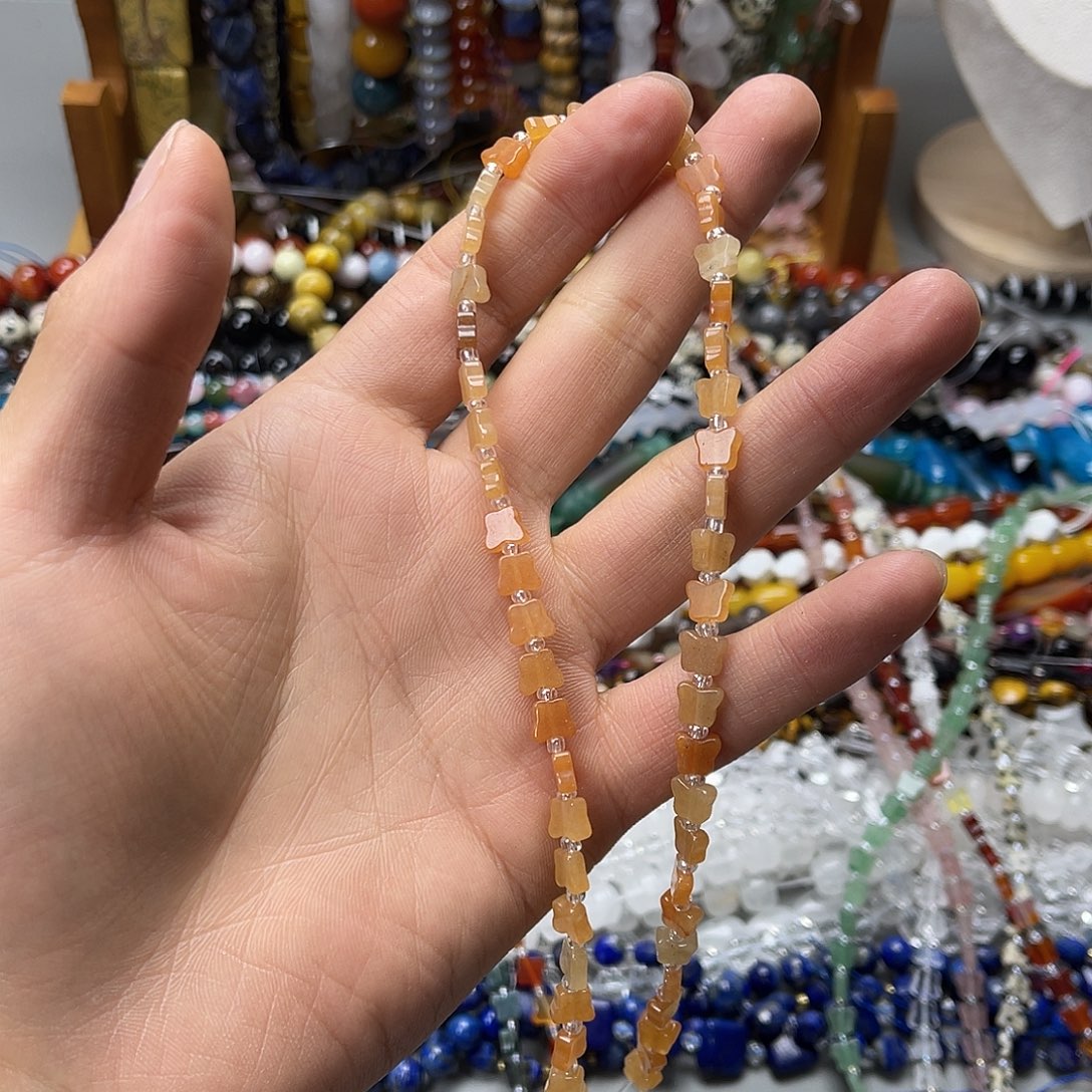 玛瑙/玉髓未镶嵌珠宝半成品卡7红东陵蝴蝶一条