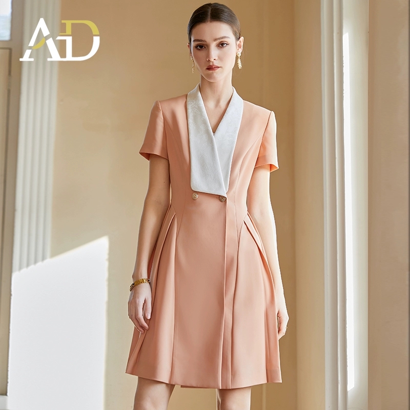 Q1095夏日多巴胺连衣裙女显白橘粉色百褶伞裙新款提花法式连身裙Z