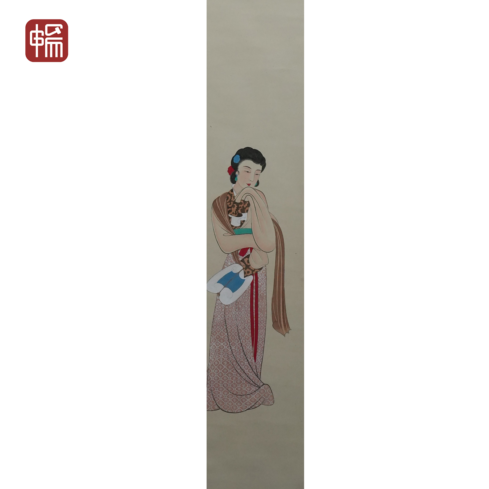 D016 1937年作《执扇仕女图》张季爰 123*41（4.53） 纸本立轴 FL