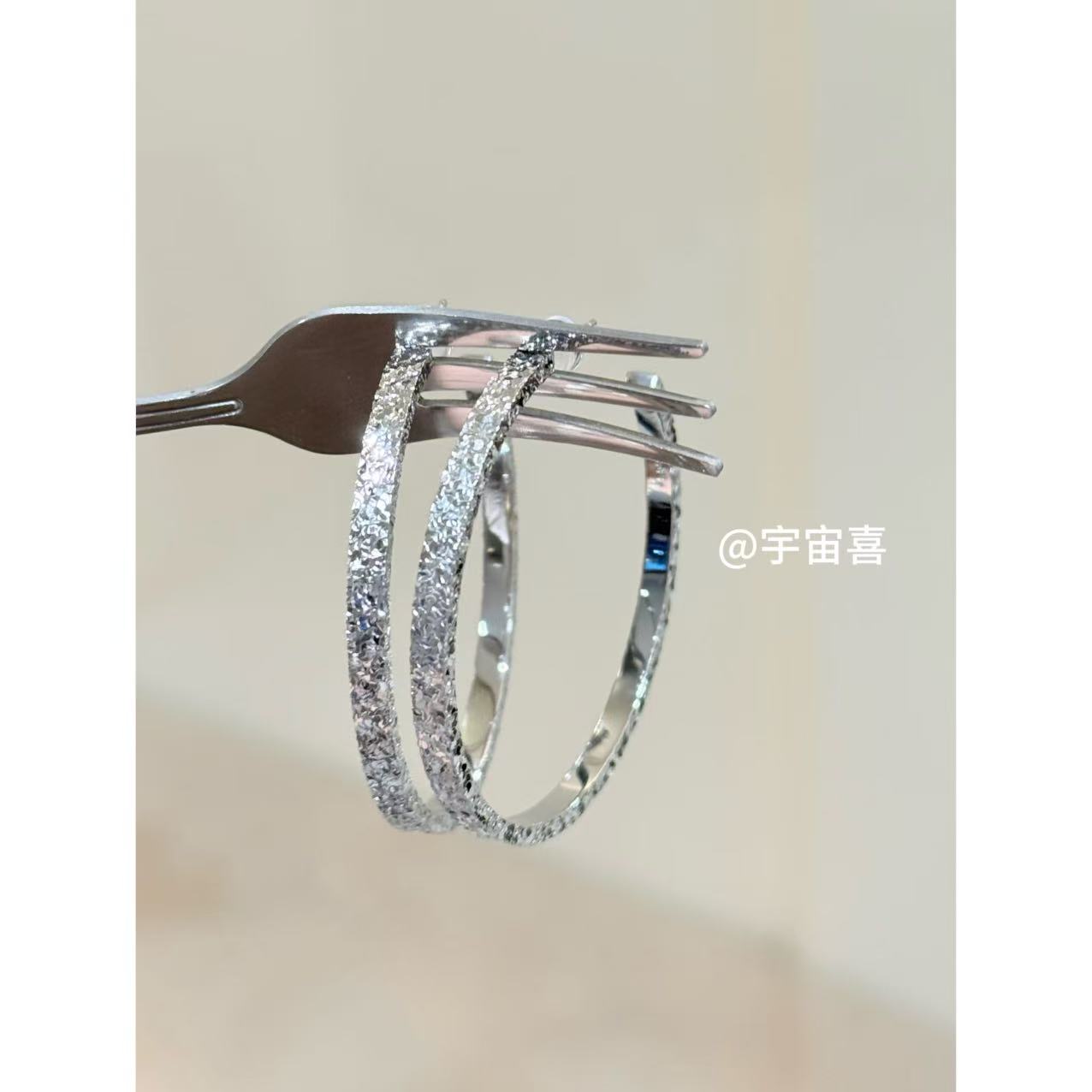 铜合金耳饰  U3-036【满天星cnc耳圈耳钉银色大圈】