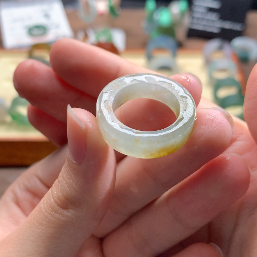 定制翡翠未镶嵌翡翠戒圈 冰洒金 16-17