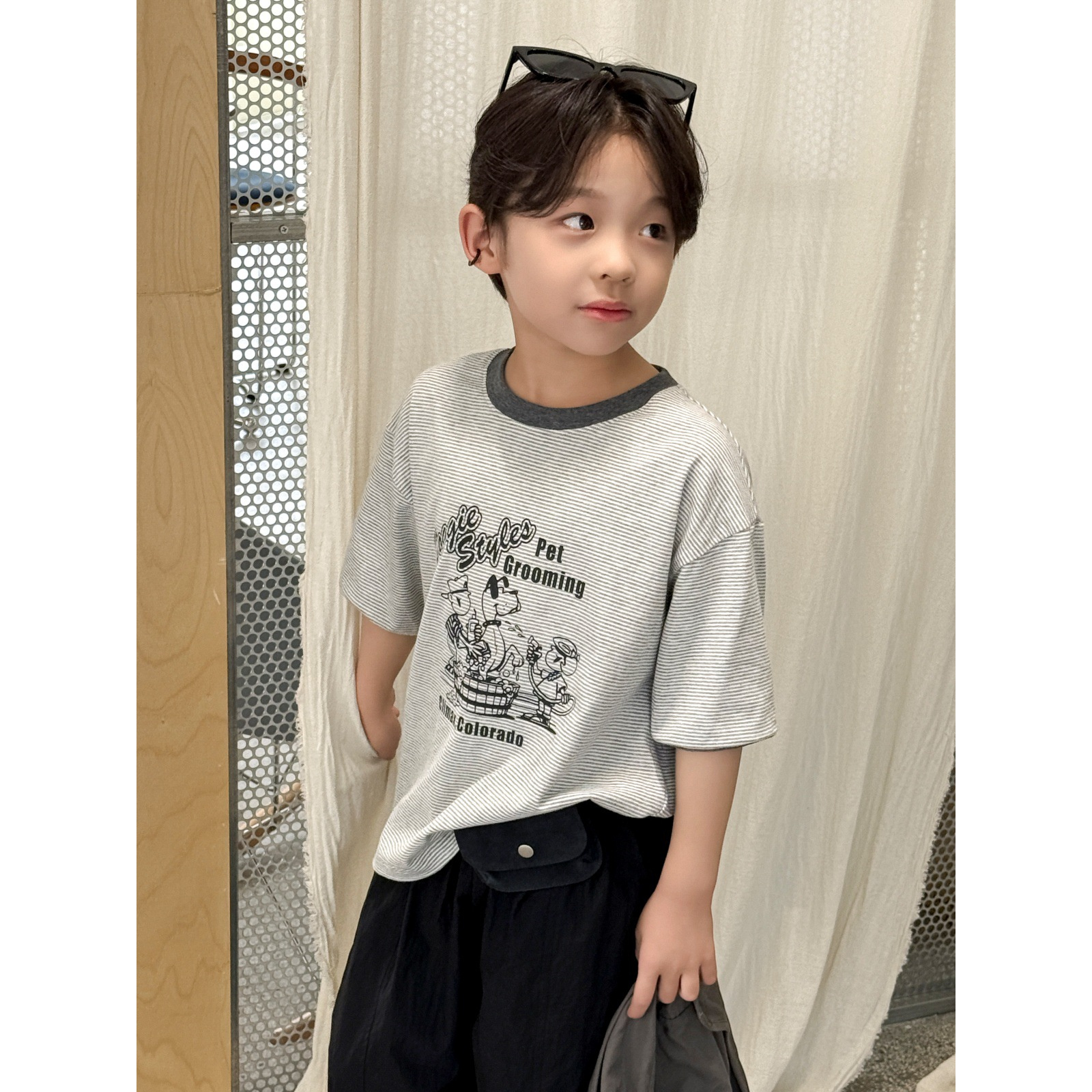 童装T恤2025夏季新款儿童韩系风卡通印花圆领棉t宽松T恤