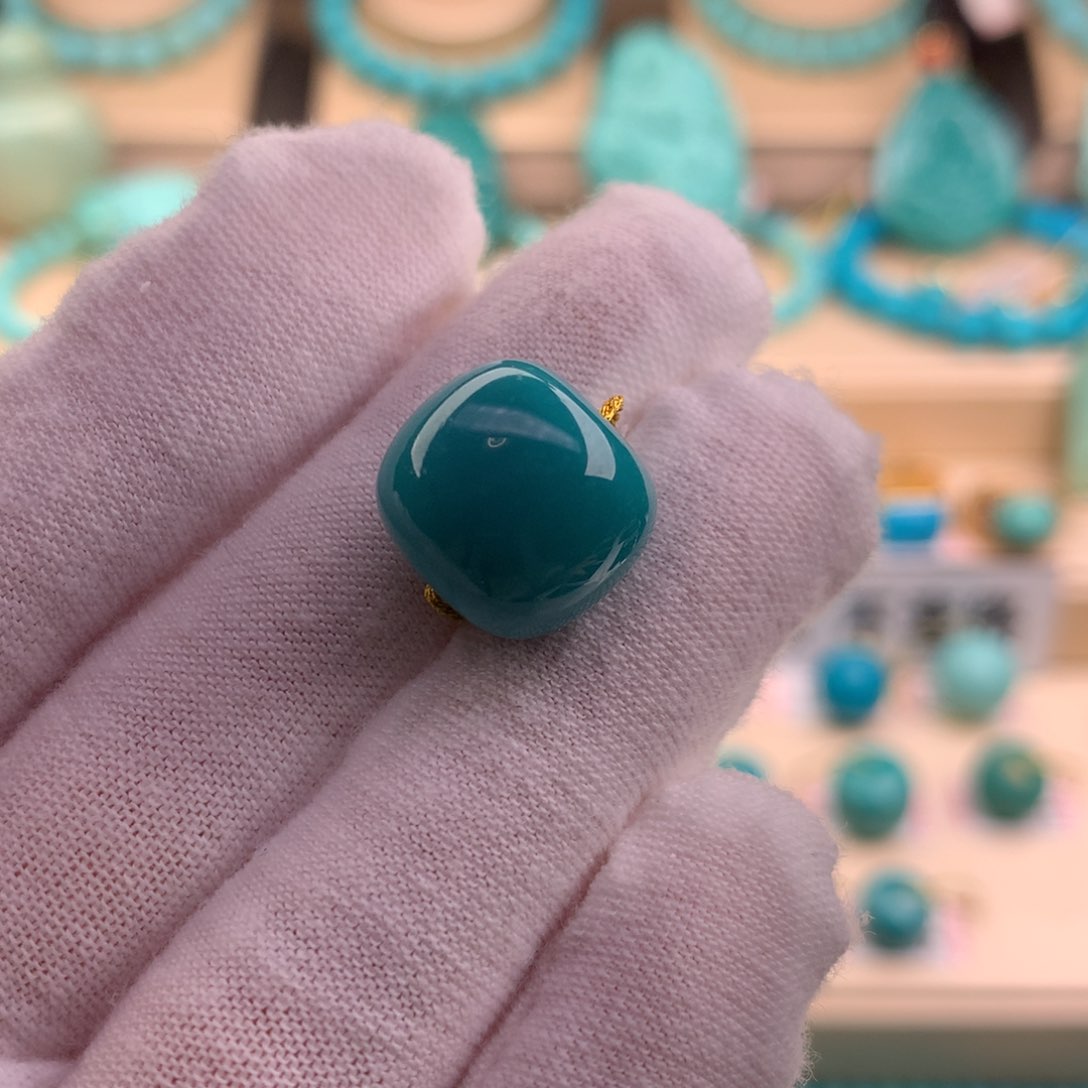 绿松石珠宝奇石未镶嵌13.9×12.6