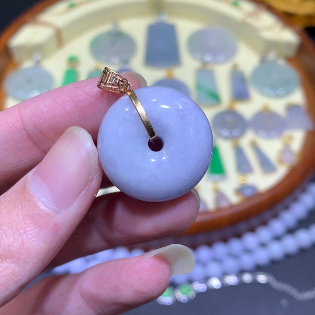 翡翠吊坠(不含链)18K金镶嵌