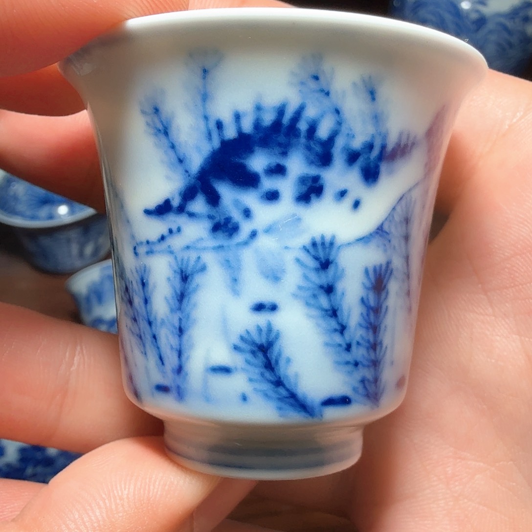 釉下青花柴窑单杯