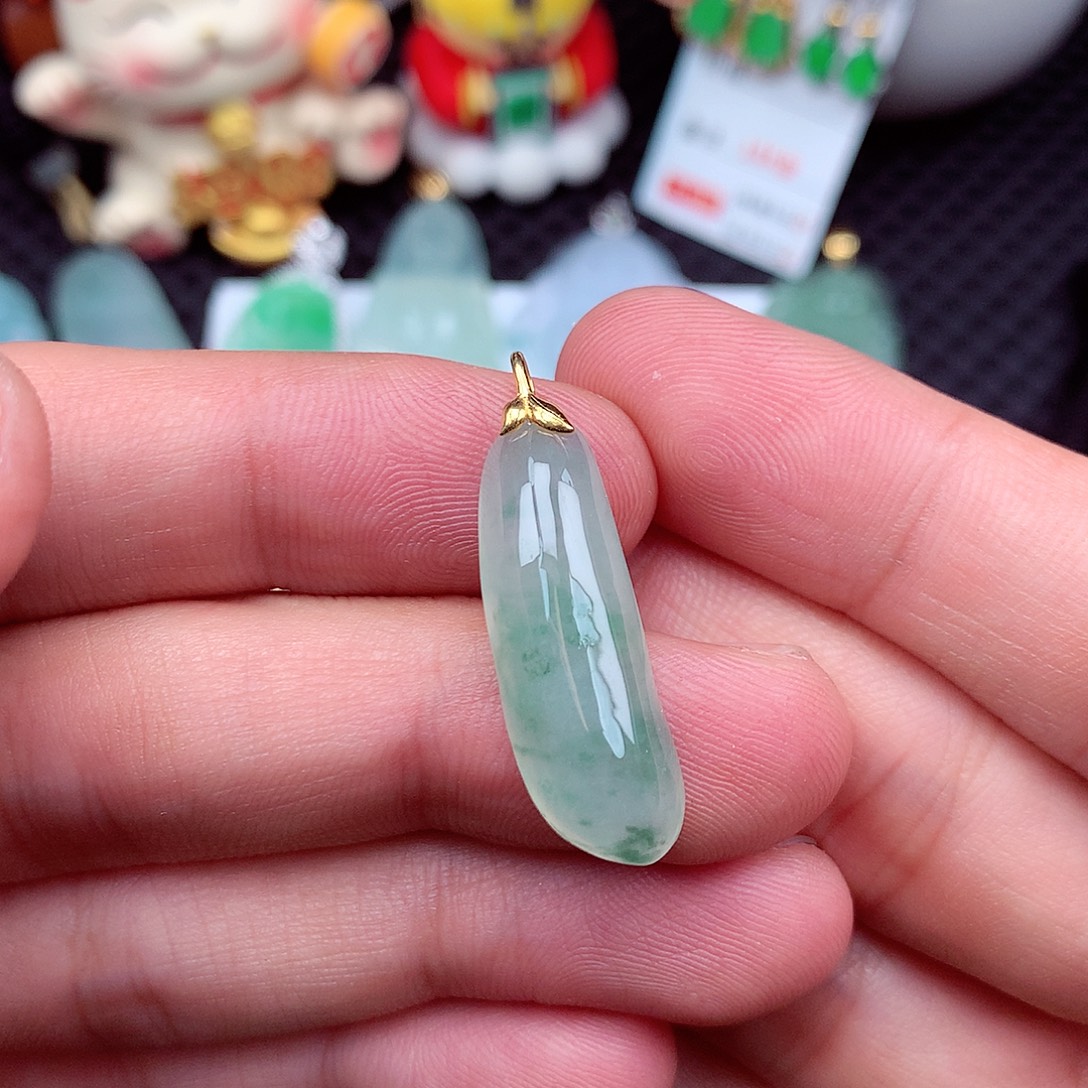 ****子吊坠(不含链)18K金镶嵌翡翠