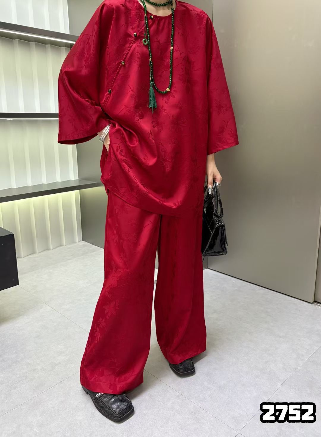 新中式国风圆领老钱风中长款上衣