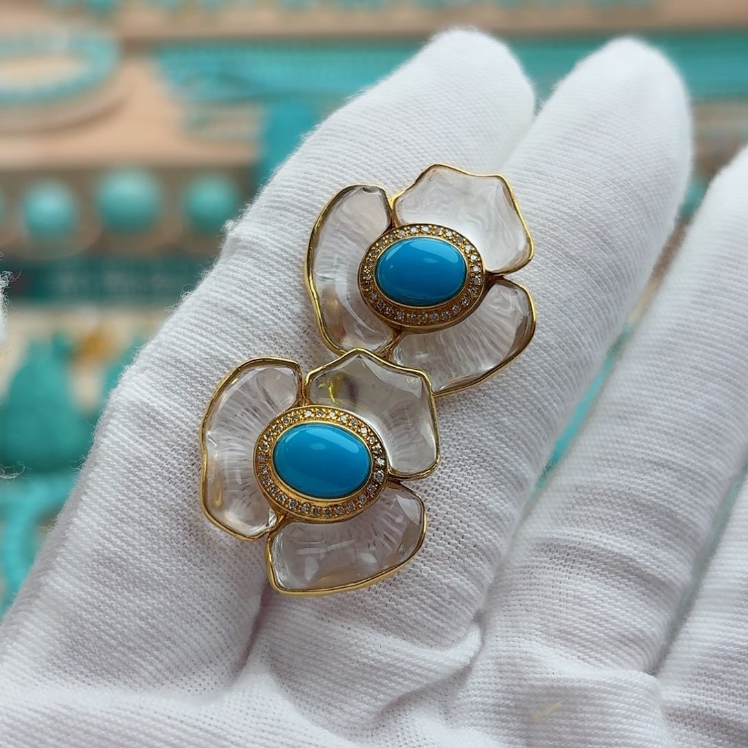 绿松石18K金镶嵌珠宝奇石