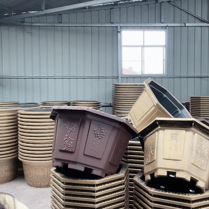 紫砂色八角60花盆一个无孔