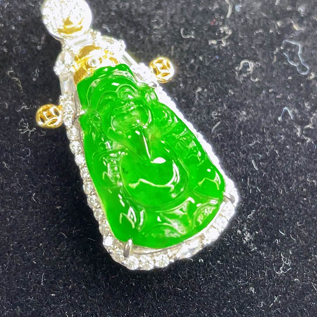 翡翠吊坠(不含链)银S925镶嵌
