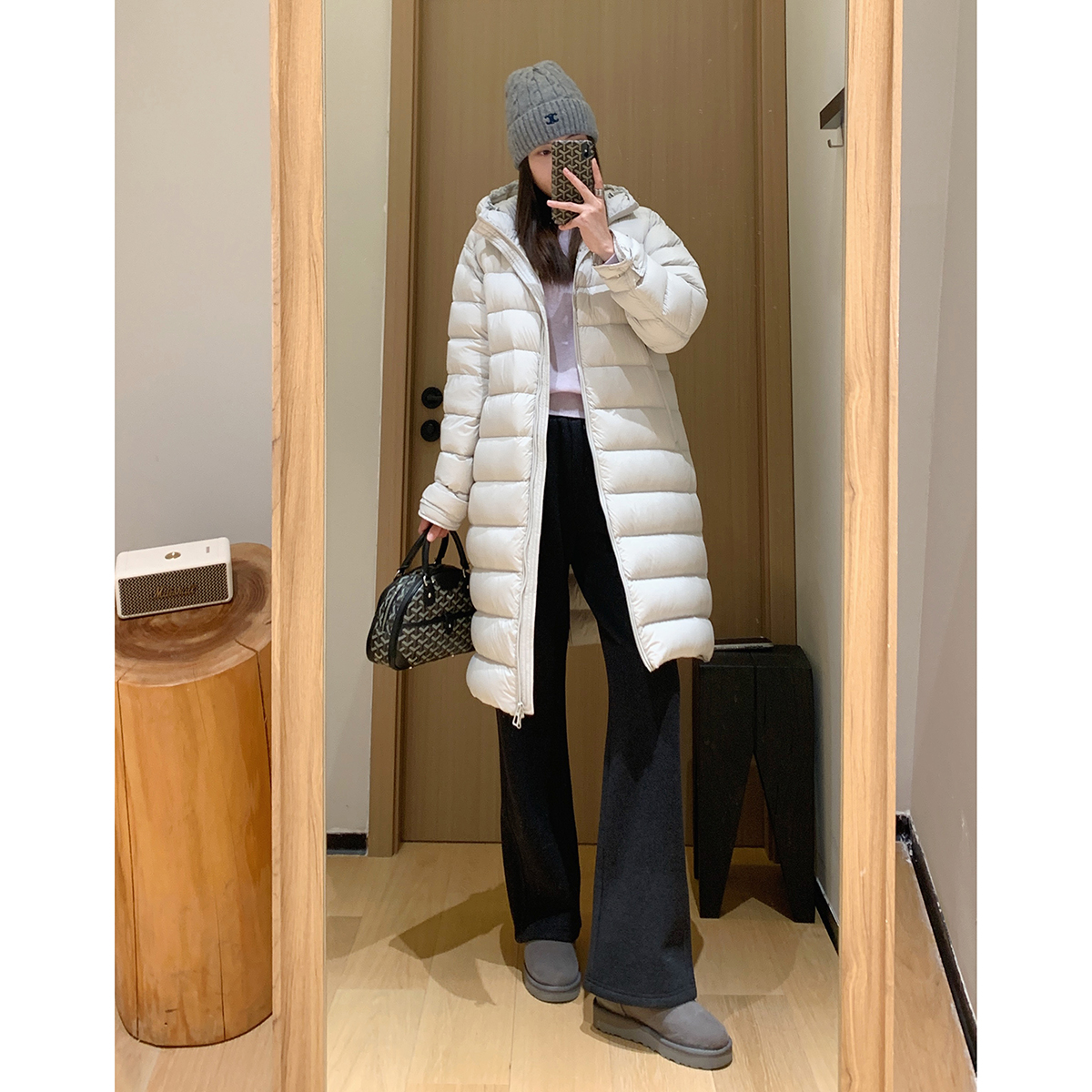 大叮自制【JN*Y同版】仿泼水新国标90白鸭绒过膝中长款羽绒服！S6637