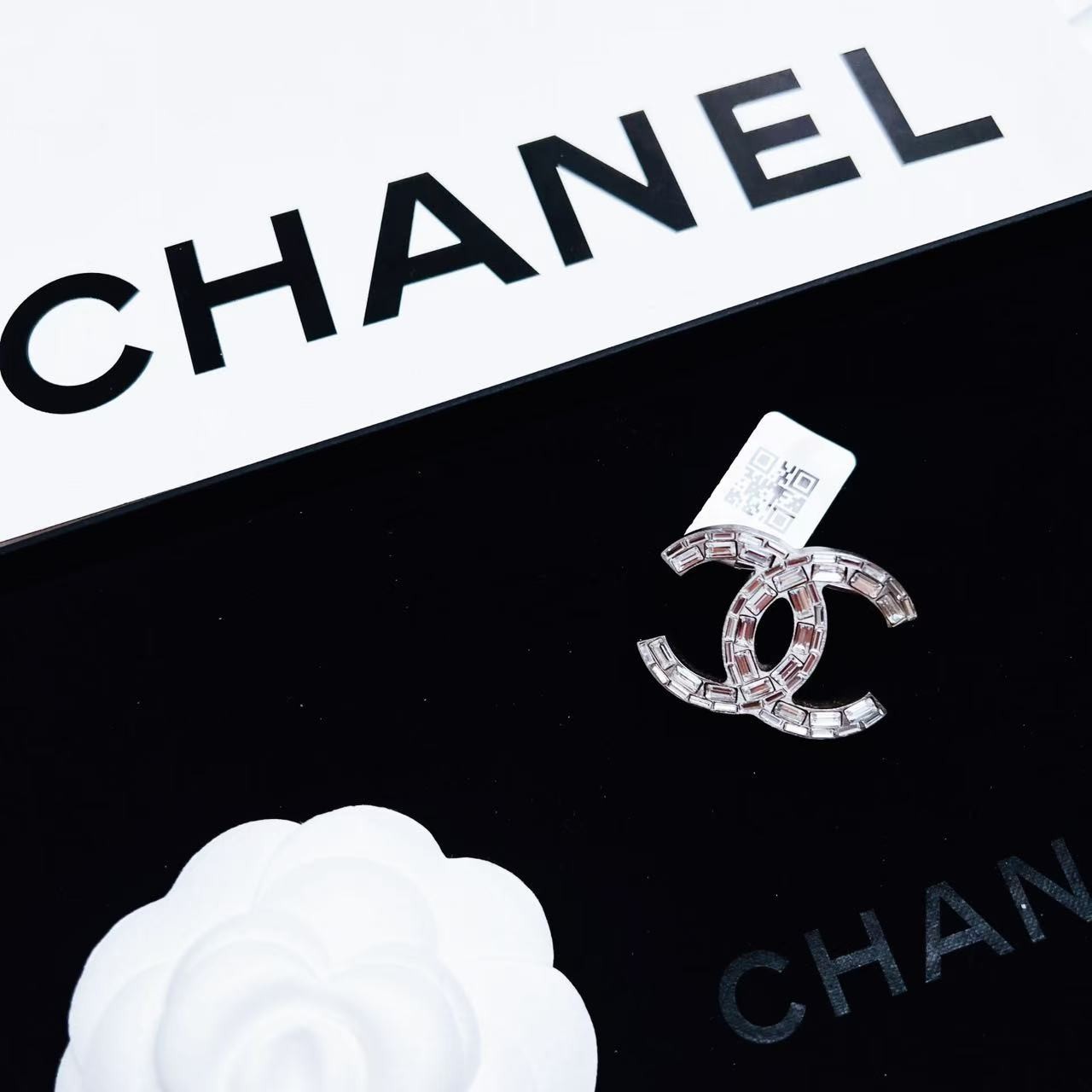 95新 Chanel/香奈儿 柚礼中古/香奈儿莱茵石双C胸针cg412132