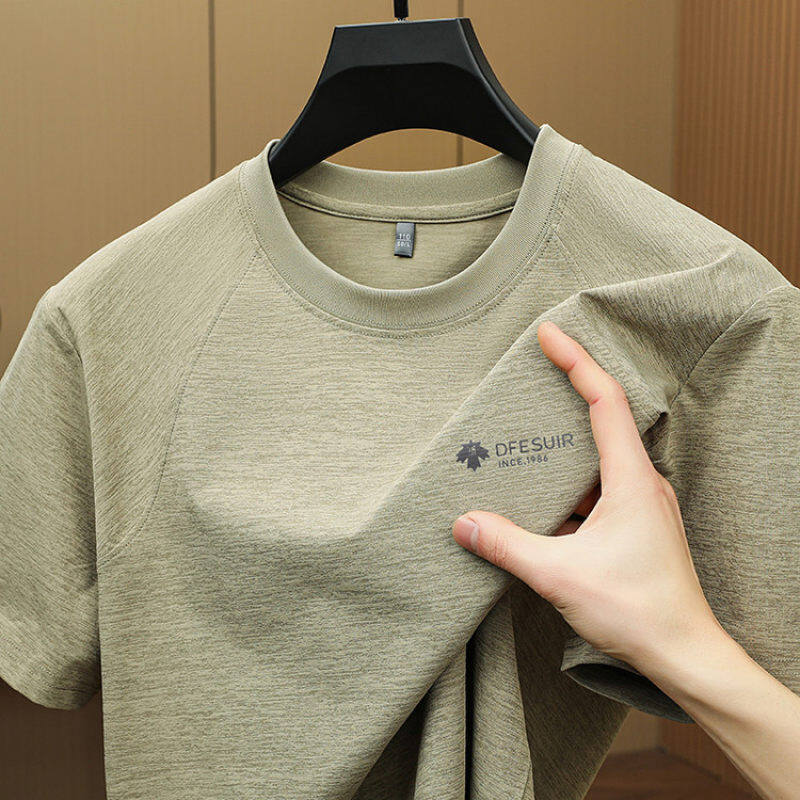 2025夏季男士短袖T恤圆领套头简约休闲男装宽松半袖上衣6607