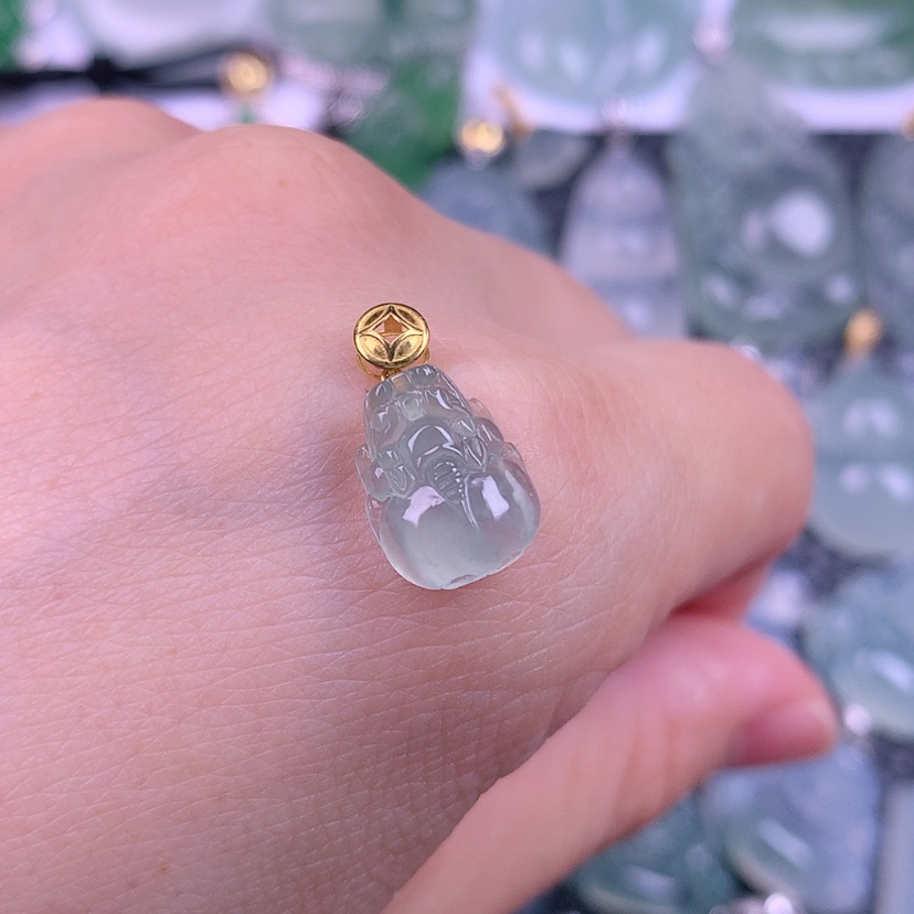 【闪购商品】翡翠18K金镶嵌颈饰天然缅甸翡翠
