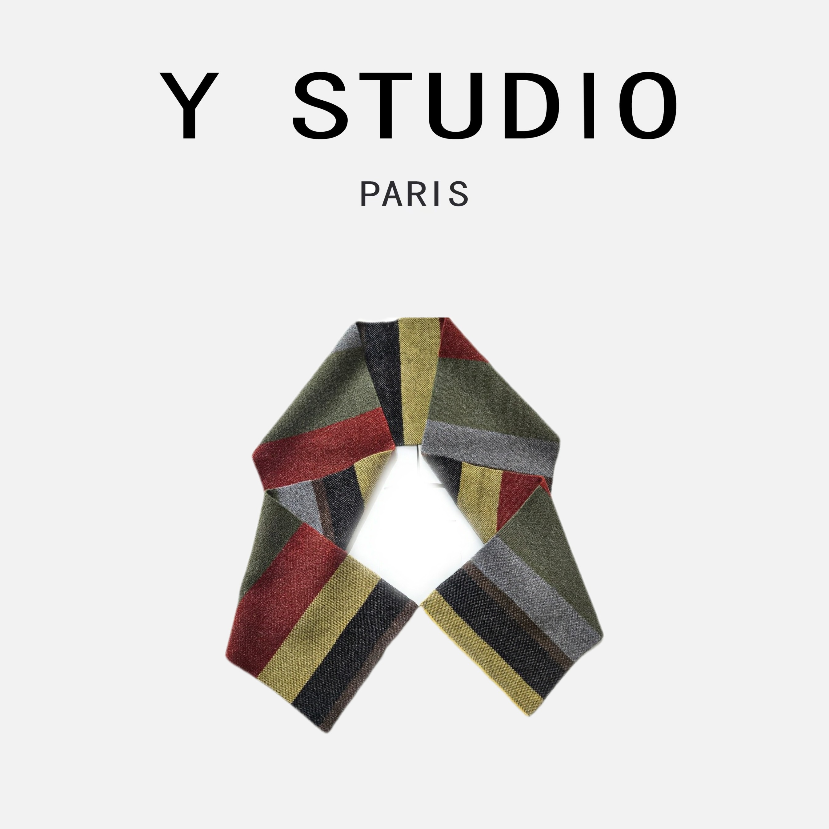 Y.STUDIO【彩虹方糖】绵羊毛撞色彩虹针织百搭围巾高级低饱和色彩