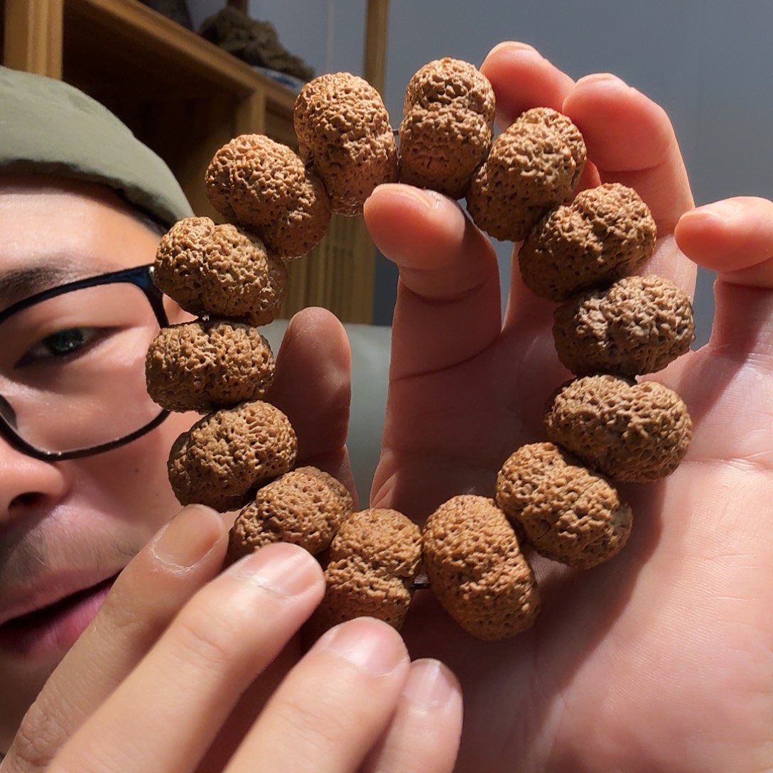 金刚菩提手串纽扣国宝熊猫菠萝蜜24毫米银标