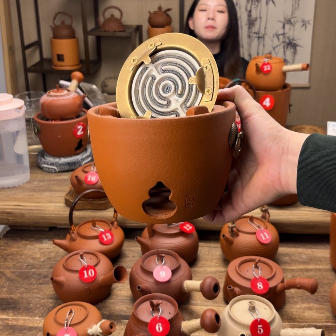 煮水煮茶甘甜 潮州砂铫壶 搭藤垫