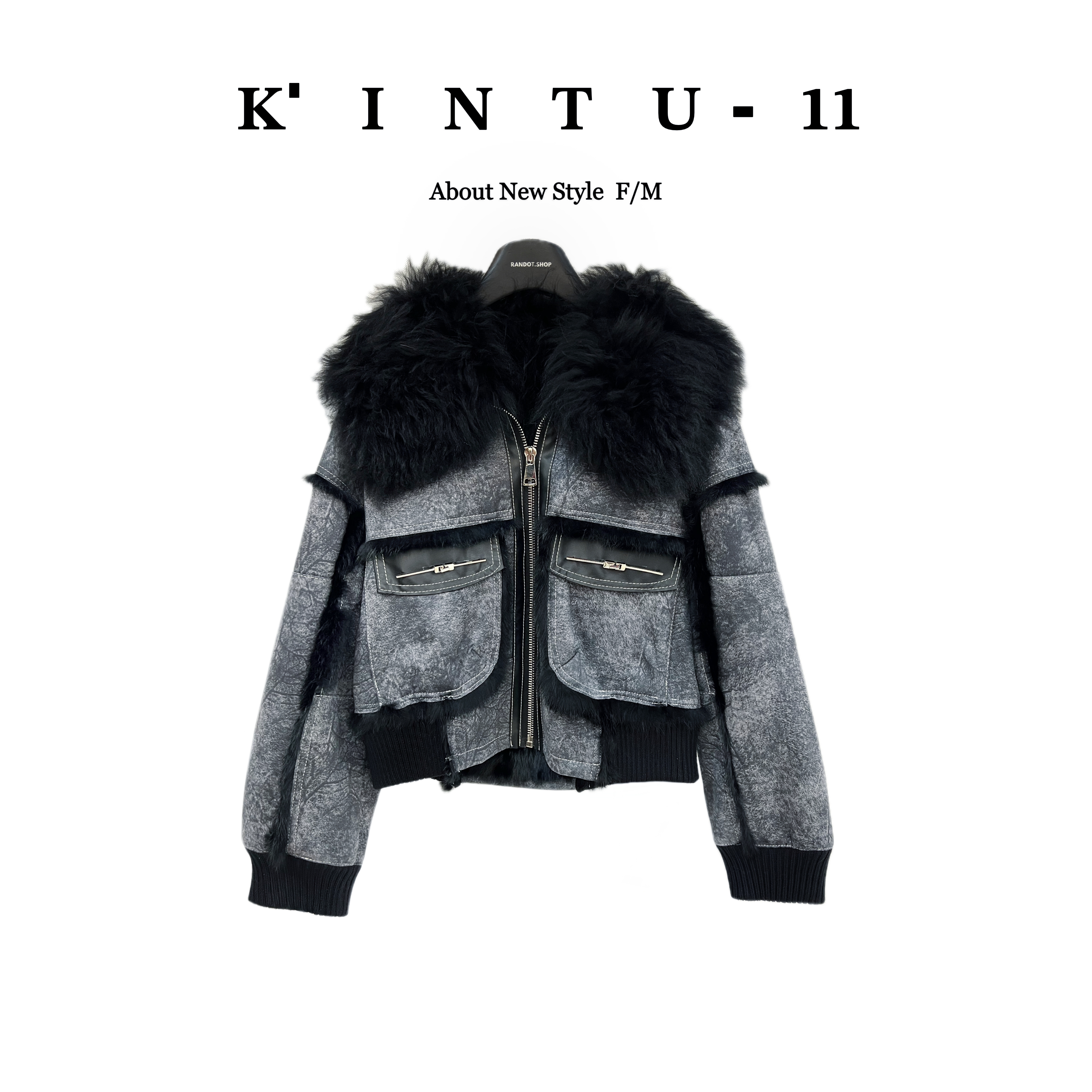  【K-11】原创设计“兔毛+绵羊皮+绵羊毛”卷毛领裂纹皮毛外套质Y792