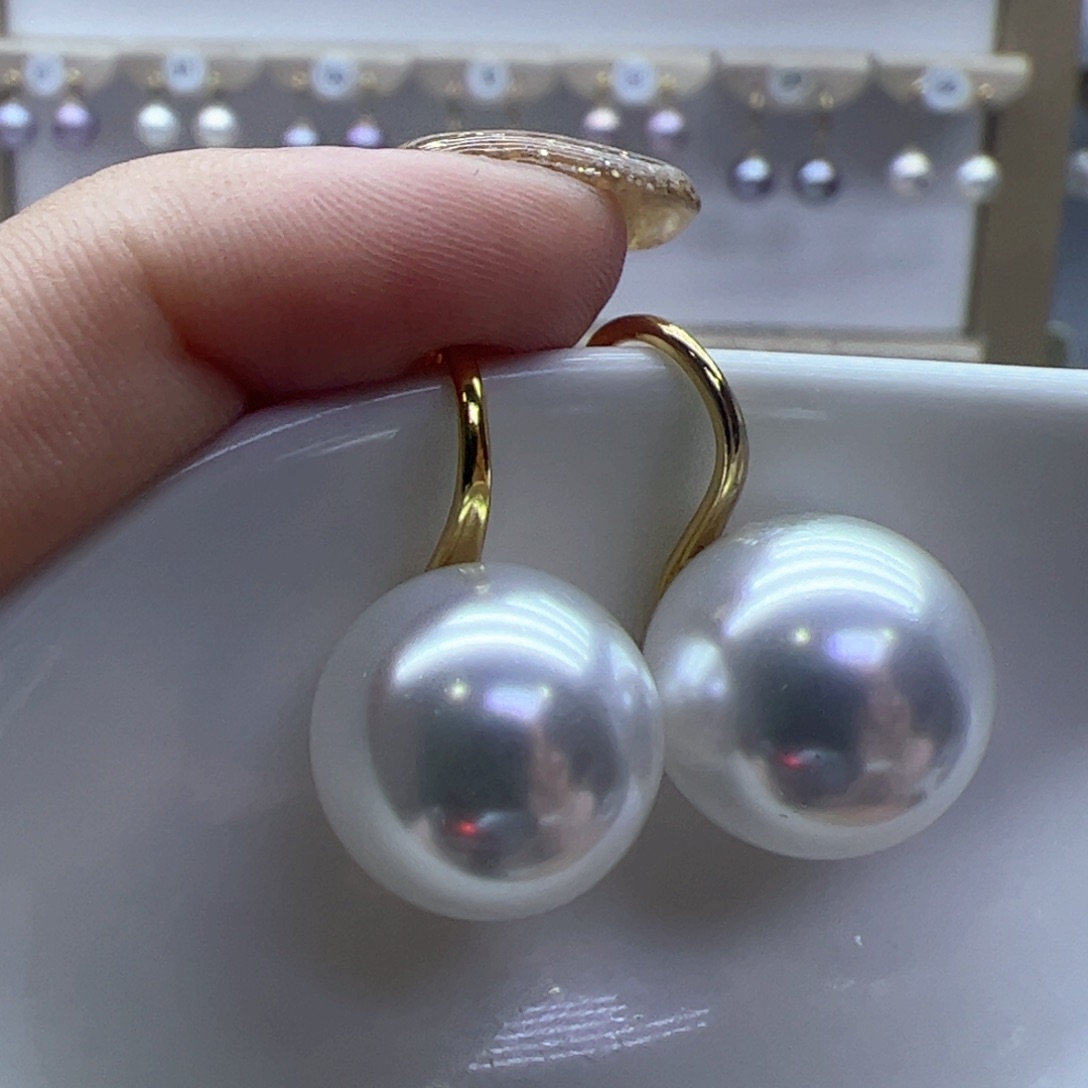淡水珍珠耳饰18K金镶嵌