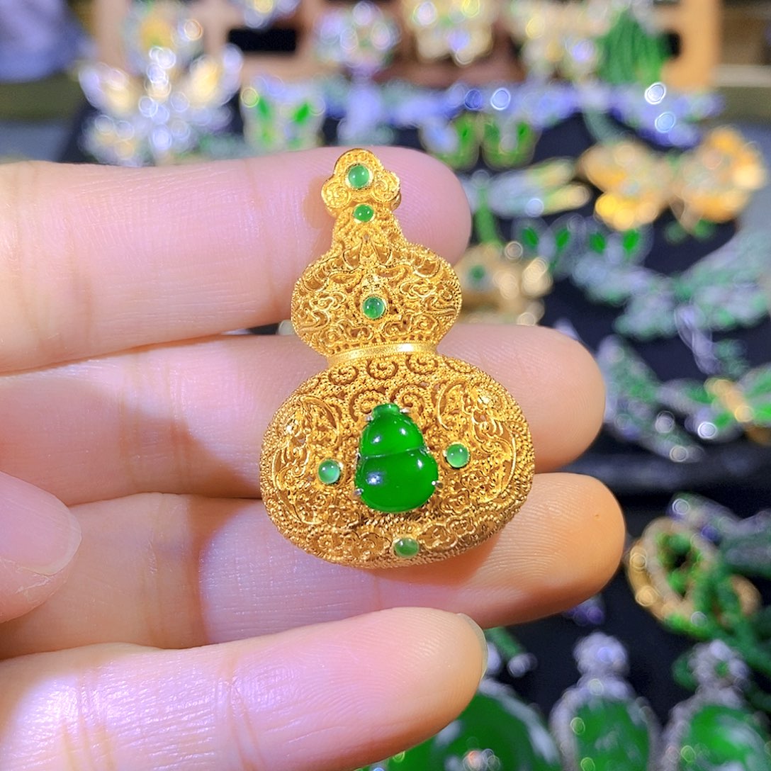 吊坠(不含链)银S925镶嵌翡翠