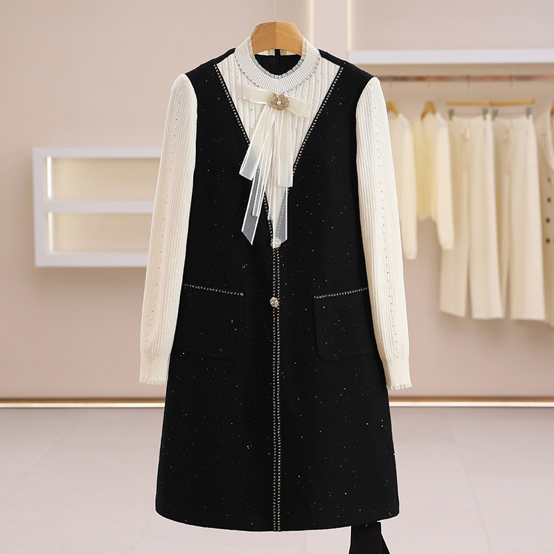 艾米上身款【珂】蝴蝶结装饰精致珠珠细闪连衣裙#ZKA58L021