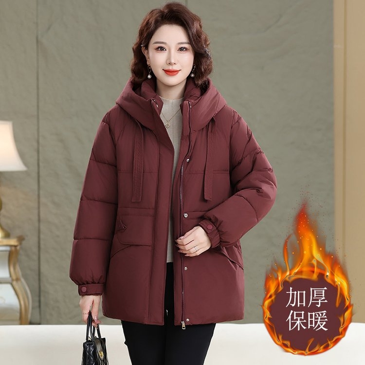 《冬季连肩袖棉服230斤》加肥加大休闲棉服 中老年连帽外套加厚减龄