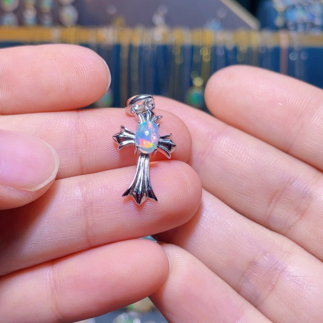 欧泊吊坠）银S925镶嵌