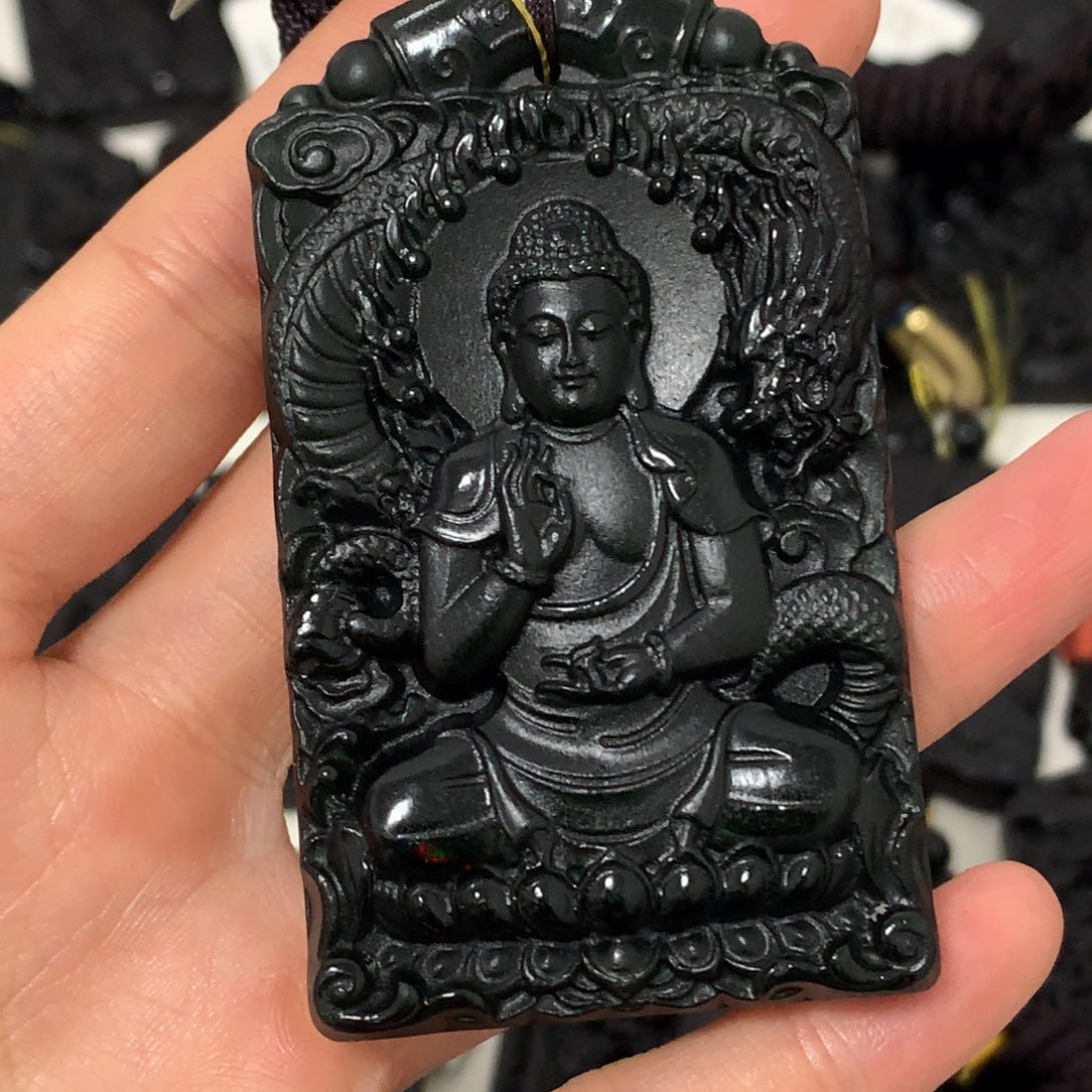 天然缅甸a货钢琴黑挂件