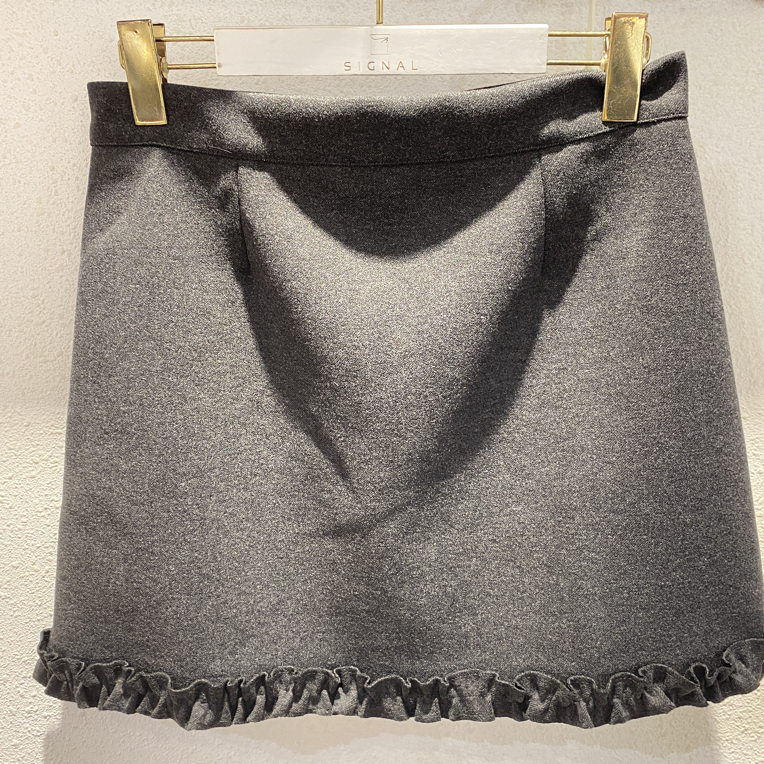 木耳边拼接A字毛呢半身裙女早春2025新款高腰时尚气质甜美短裙ins