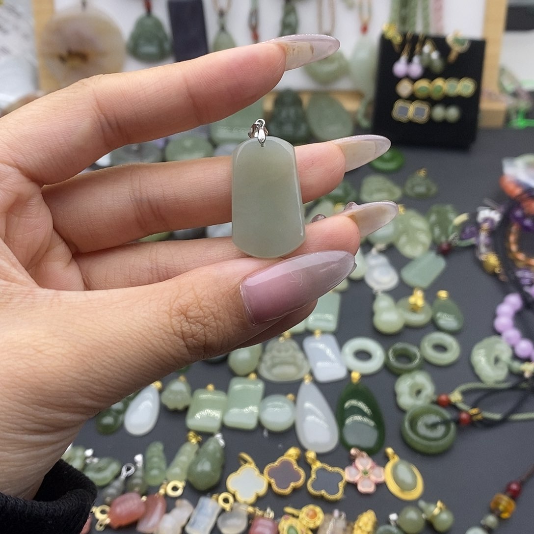 和田玉吊坠(不含链)银S925镶嵌