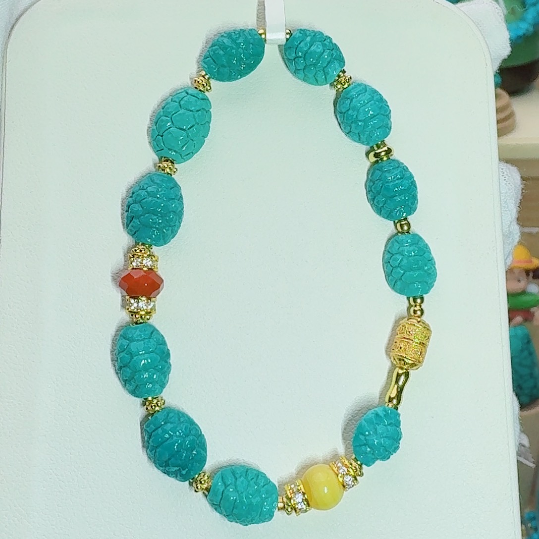 绿松石未镶嵌珠宝奇石精工富甲多宝手串