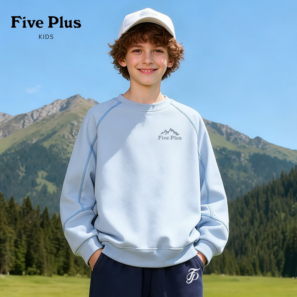 Five Plus男童加绒卫衣冬季2025新款中大童保暖内搭上衣儿童冬装