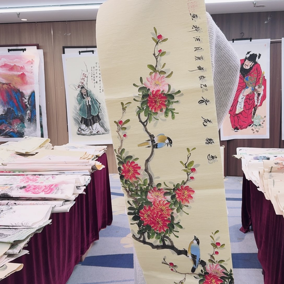 国画长腿美女卖画