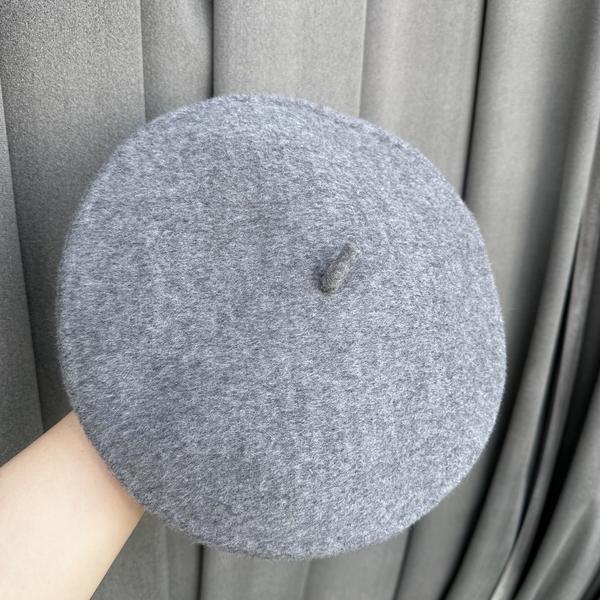 Dior 灰色毛呢贝类帽