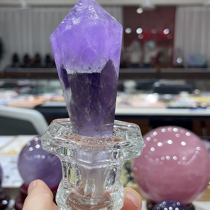 水晶珠宝半成品未镶嵌梦幻紫水晶