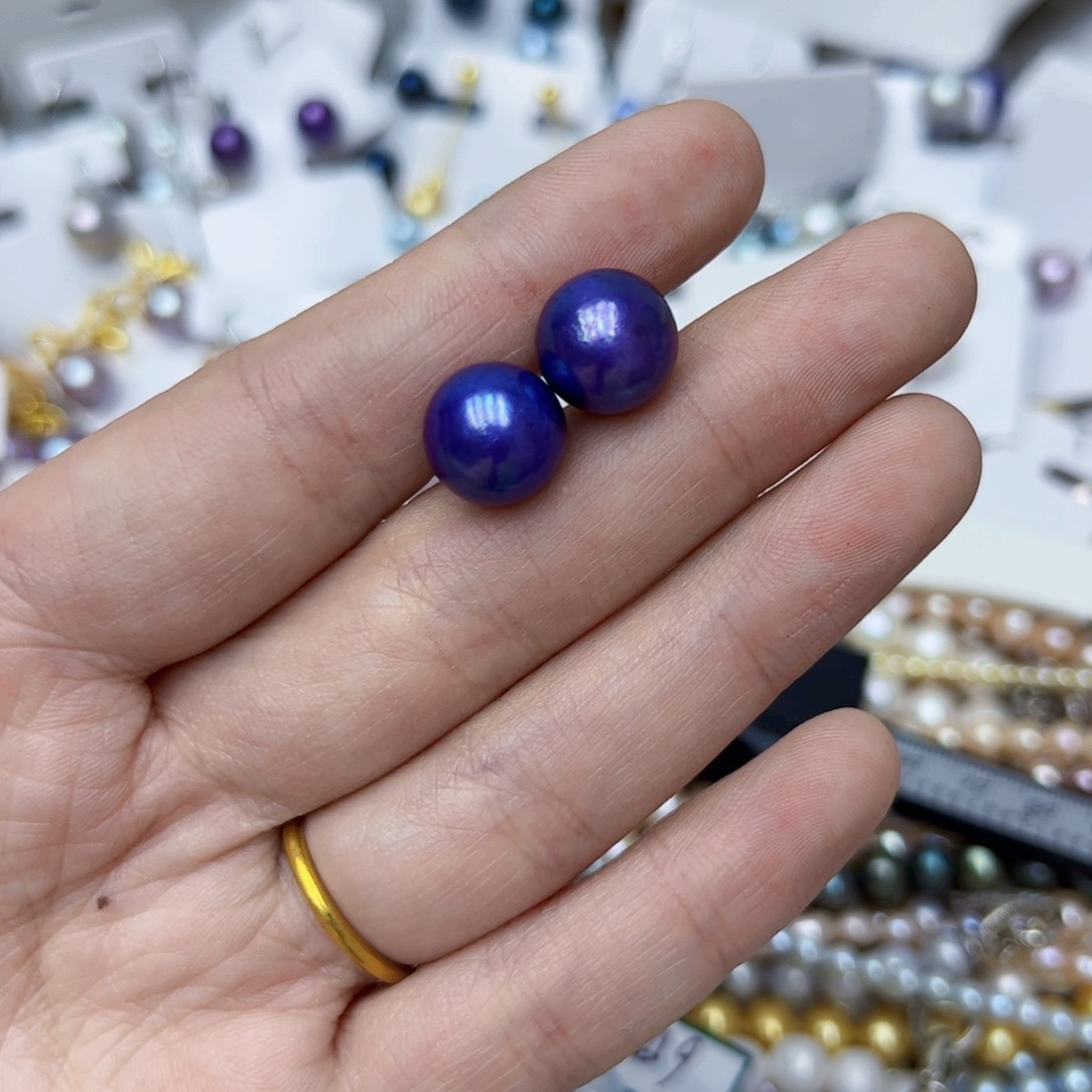 淡水珍珠耳饰银S925镶嵌