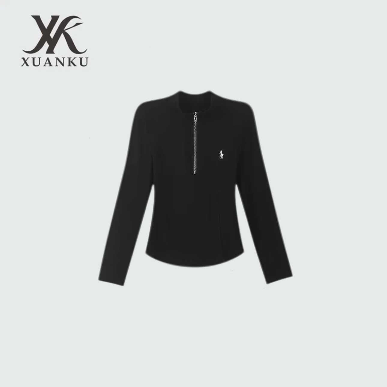 【XUANKU】2025秋季新款简约风立领T恤1056