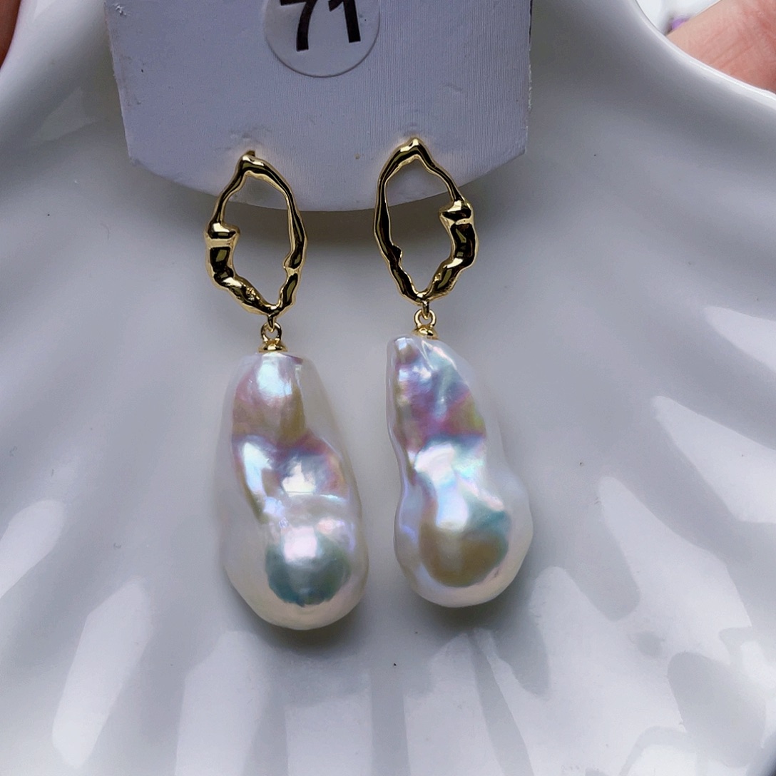 淡水珍珠耳饰银S925镶嵌画****y