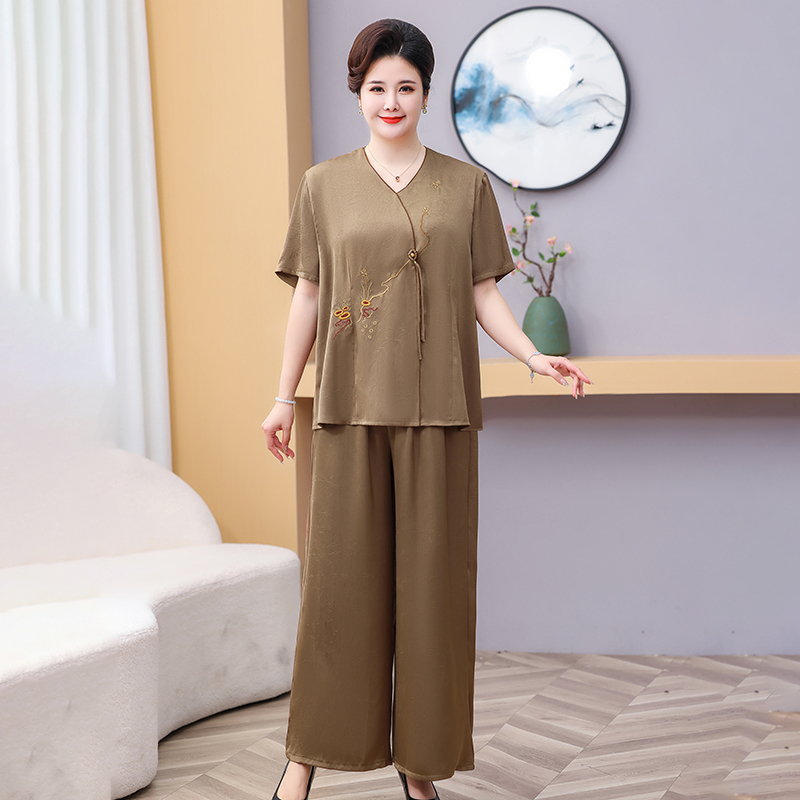 90斤-220斤特大码加大加肥妈妈装时尚休闲夏季宽松薄款套装