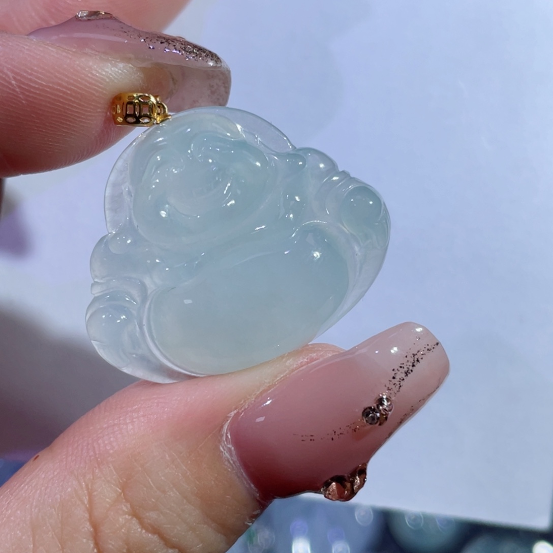 翡翠颈饰18K金镶嵌佛公