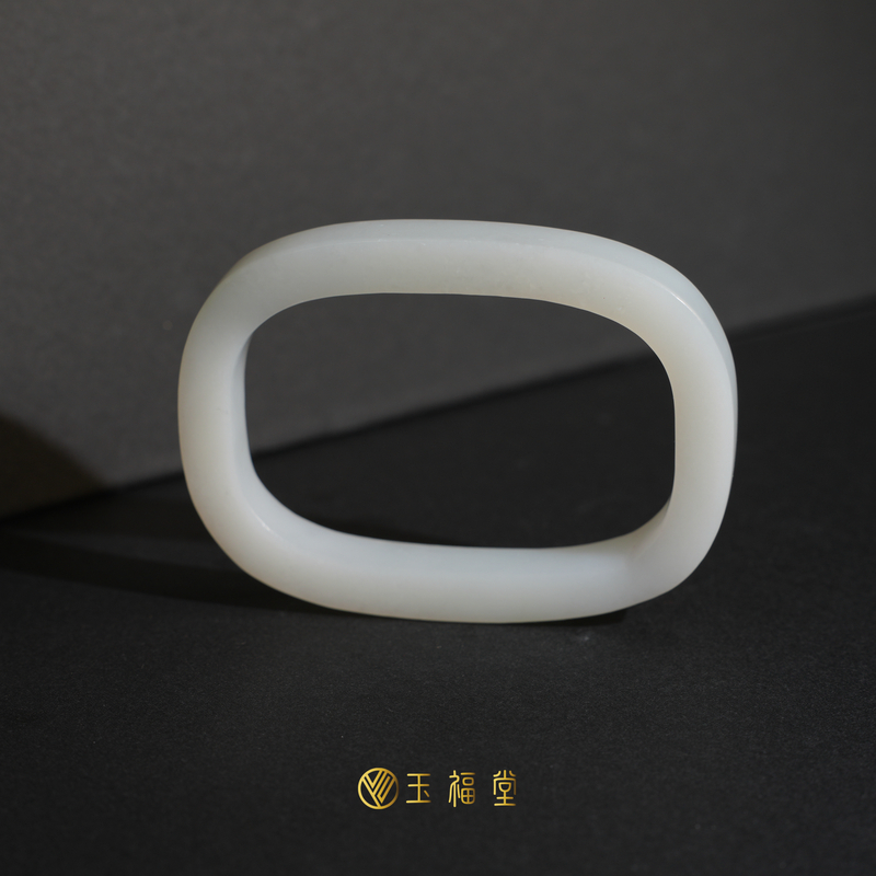【微棉特价】玉福堂 | 新疆且末暖白玉方镯贵妃镯玉镯56mm