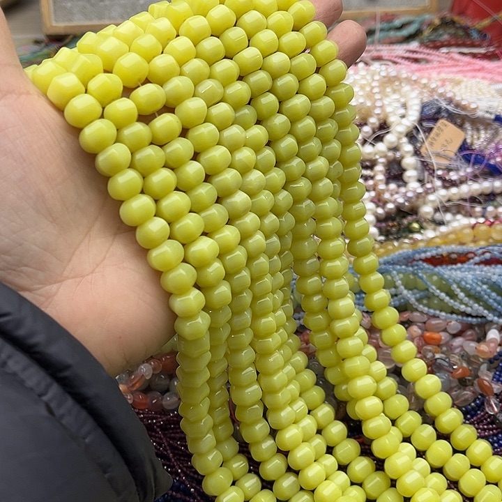 玛瑙/玉髓珠宝半成品未镶嵌一条10mm柠檬玉