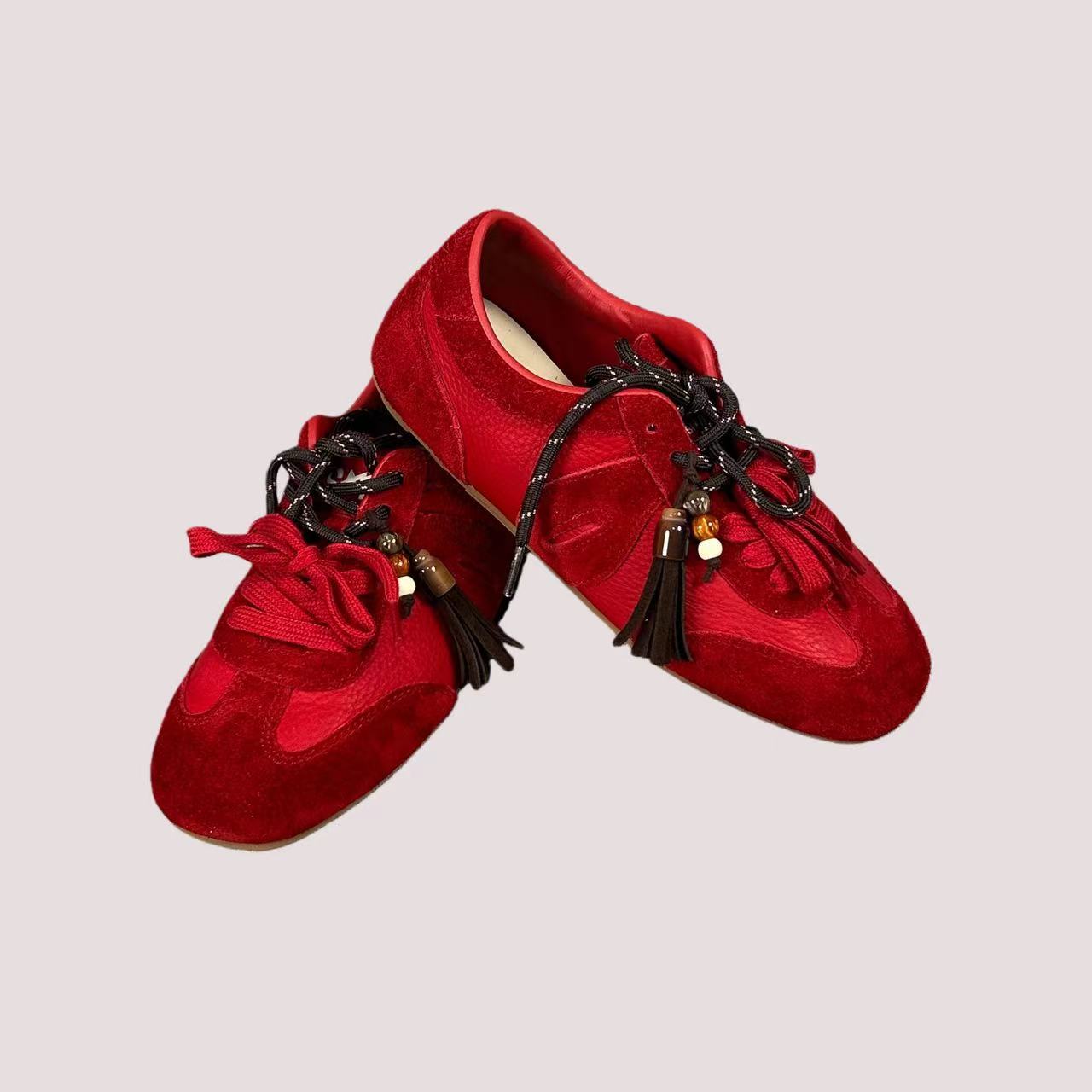 【1054】真皮流苏软底阿甘德训鞋2025新款平底户外徒步休闲运动板鞋