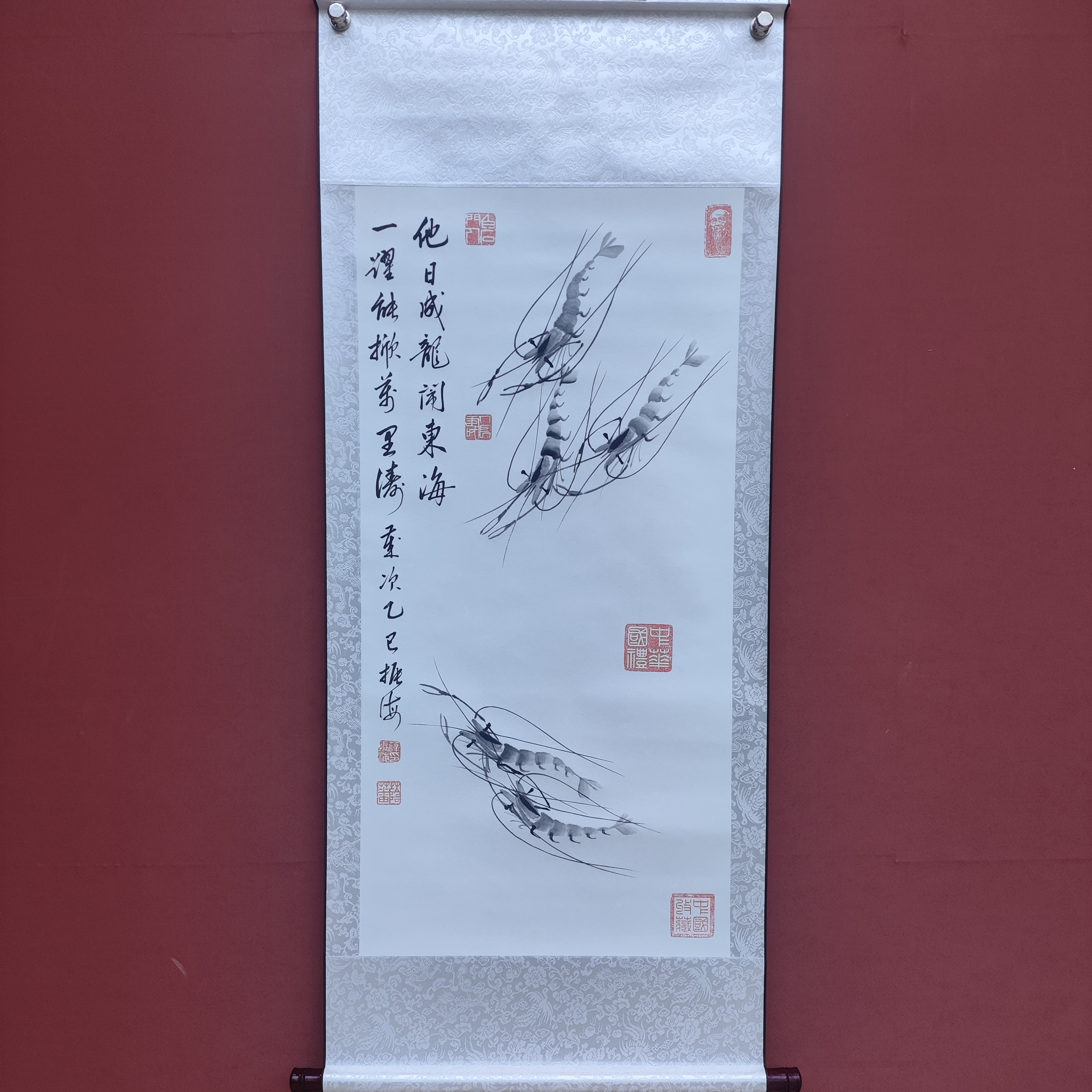 薛振海作品 五福临门  三尺竖幅
