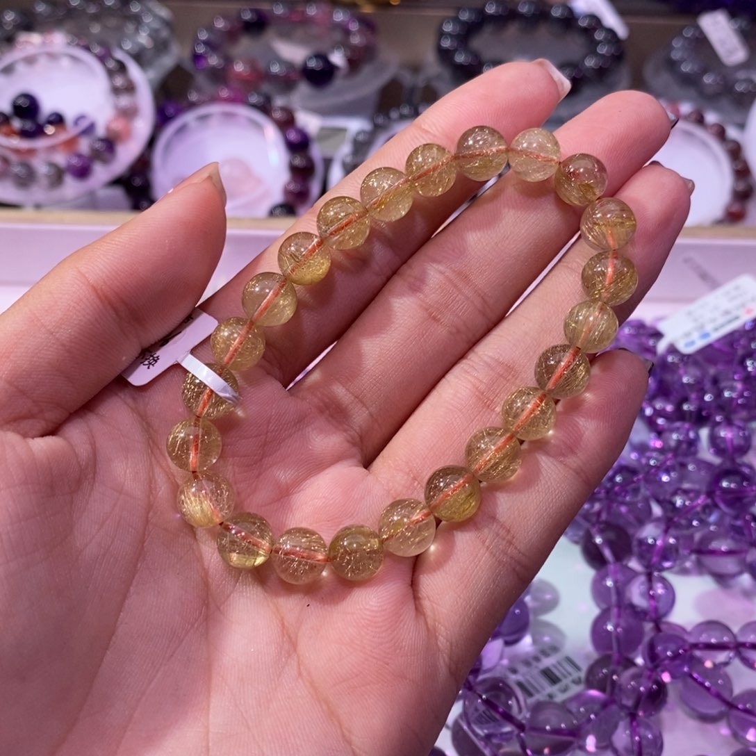 水晶手串未镶嵌金发晶8+