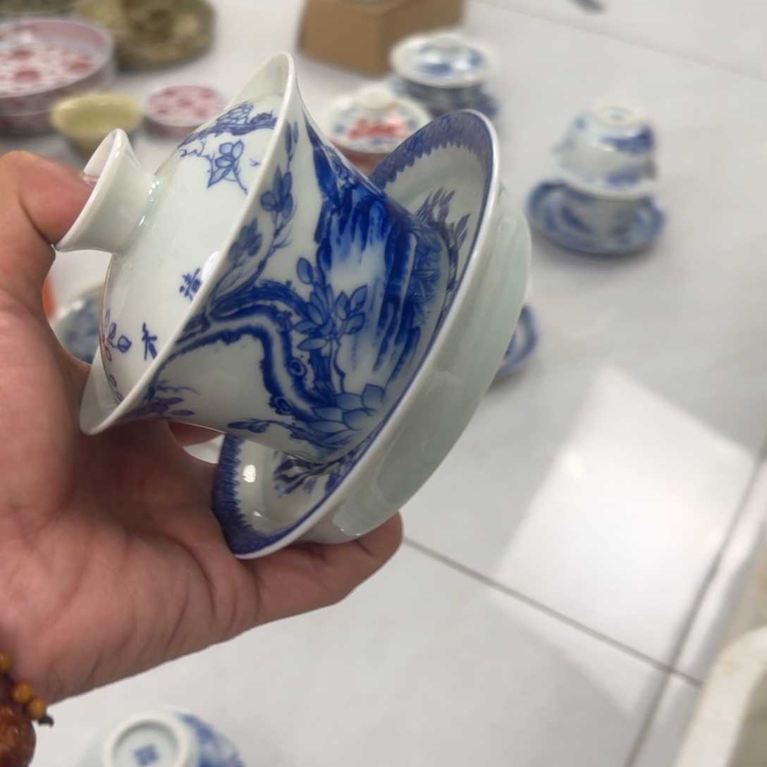 摆件喜上眉梢三才盖碗