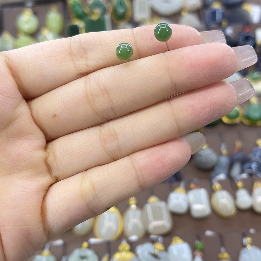 银S925镶嵌和田玉耳饰