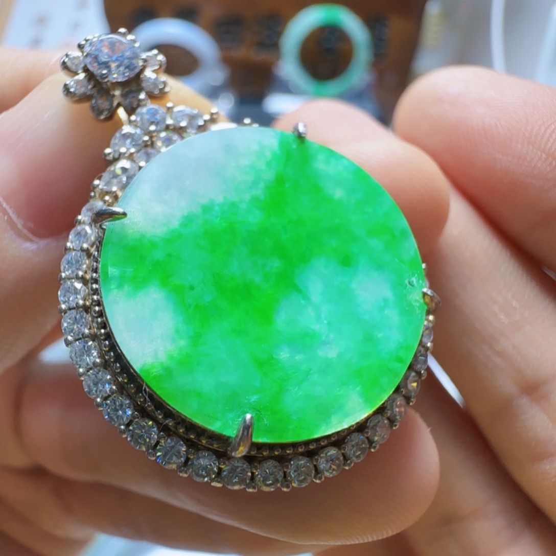 翡翠银S925镶嵌手镯翡翠580