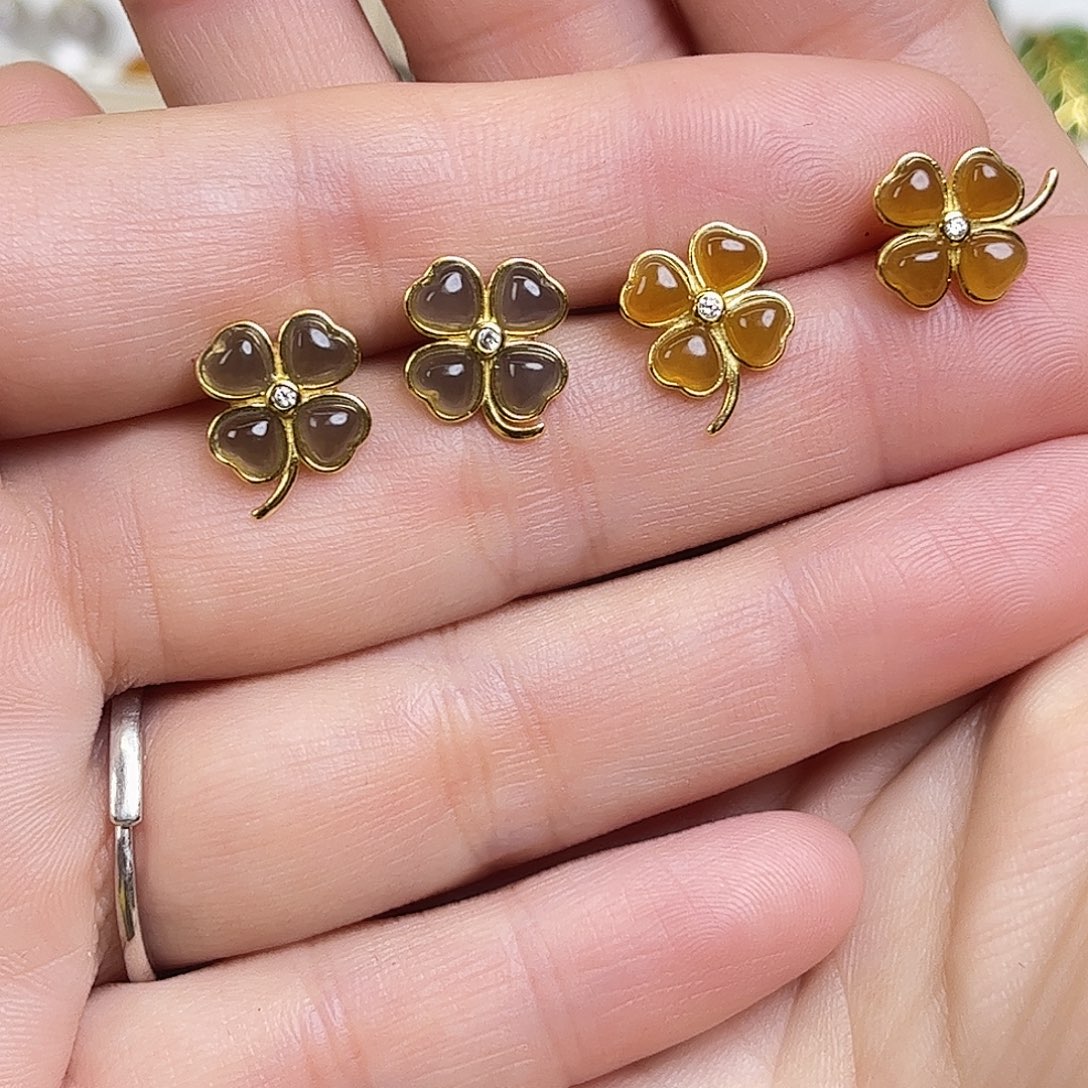 和田玉银S925镶嵌耳饰